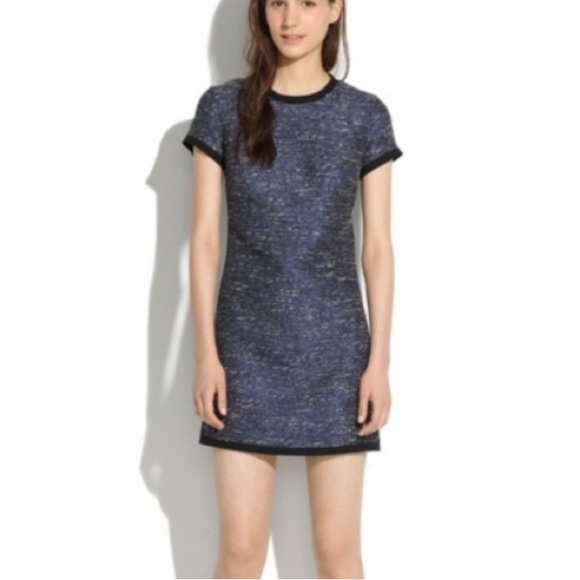 NWT Madewell Shimmer Blue Shirt Dress Woven Metallic - Picture 8 of 8